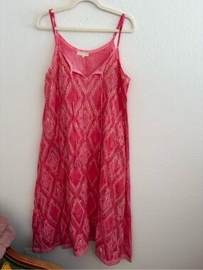 Ruby Yaya Pink/Coral‎ Embroidered Embellished  Midi Length Dress Size Small